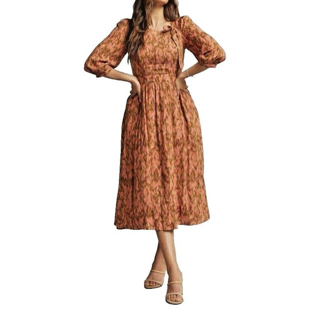 DownEast Basics Ziggy Tie womens Lyra‎ midi Dress long luxury chic boho size  XL